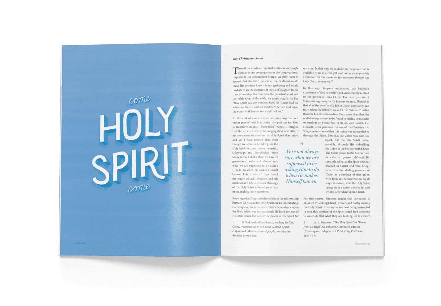 Alliance Connection Magazine, Fall 2020. Hand lettering and magazine layout design