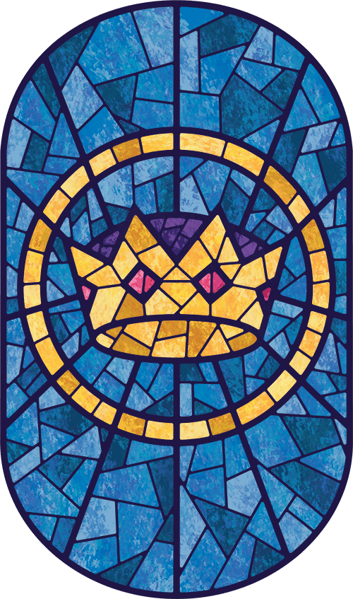 The Alliance Canada Fourfold Gospel Stained Glass illustration: coming King