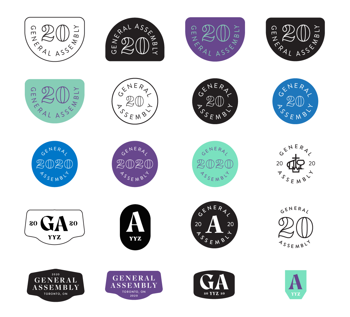 Typography badges for The Alliance Canada's General Assembly