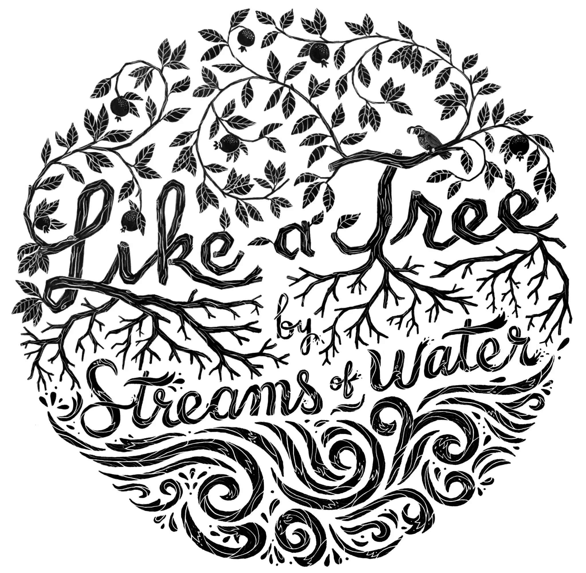 Like a tree by streams of water Lettering by Eric Crow